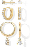 Huggie Hoop & Stud Earring Set — Gold or Silver, Multi-Piercing