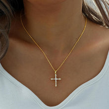 Load image into Gallery viewer, Gold Cross Necklace — Crystal Pendant, 14K Plated
