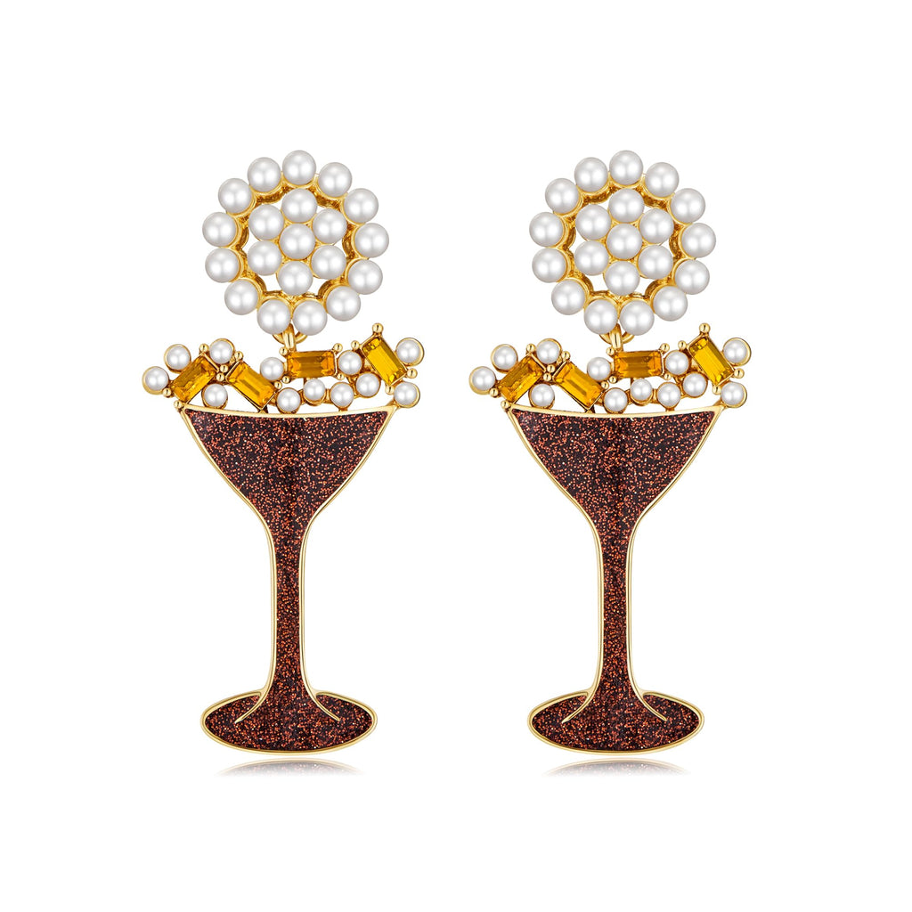 Happy New Year Rhinestone Dangle Earrings – view 7