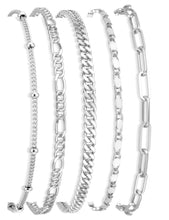 Load image into Gallery viewer, Gold Chain Bracelet Set — Paperclip &amp; Cuban Link, 7"+2"