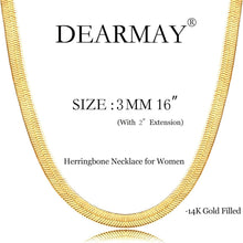 Load image into Gallery viewer, 14K Gold Plated Herringbone Necklaces for Women, Non-Tarnish
