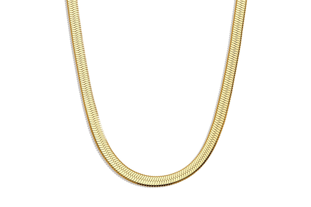 14K Gold Silver Plated Herringbone Necklace for Women, Non-Tarnish