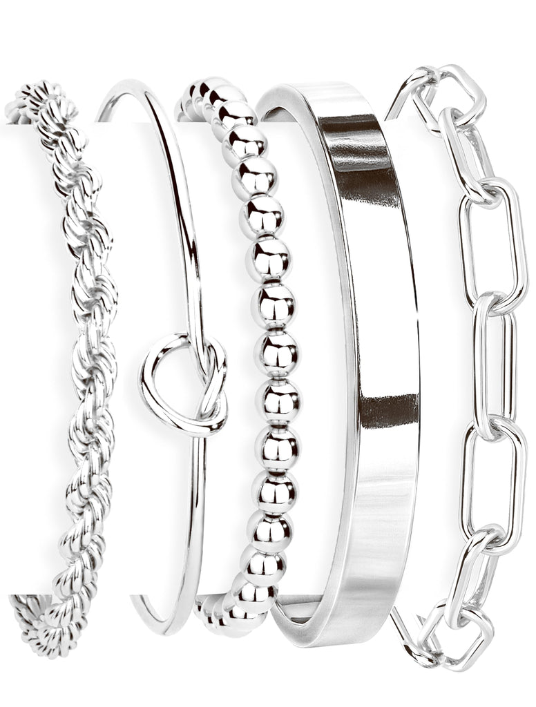 Gold Bracelets Set for Women, 14K Gold Plated, Sterling Silver – view 15