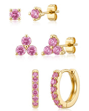 Load image into Gallery viewer, Dainty Gold CZ Stud Earrings — 14K Plated, Sterling Silver Post