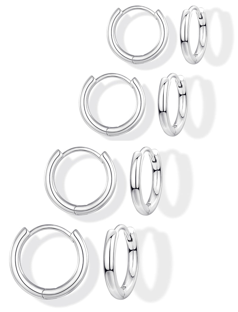 14K Gold Plated Huggie Hoop Earrings — Stacking Set, Hypoallergenic