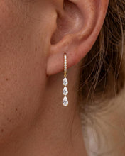 Load image into Gallery viewer, Gold Dangle Drop Earrings for Women, Elegant Wedding Bridal Prom Jewelry, Trendy Hypoallergenic Small Diamond Crystal Huggie