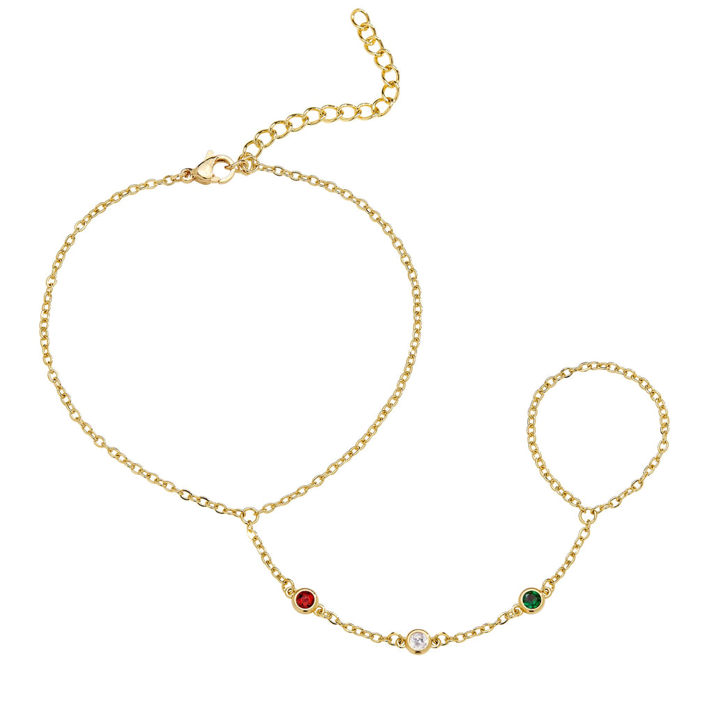 Gold Hand Chain Bracelet for Women Trendy, Dainty 14k Gold Plated Ring Bracelet Hand Chain Finger Ring Slave Cuff Bracelet
