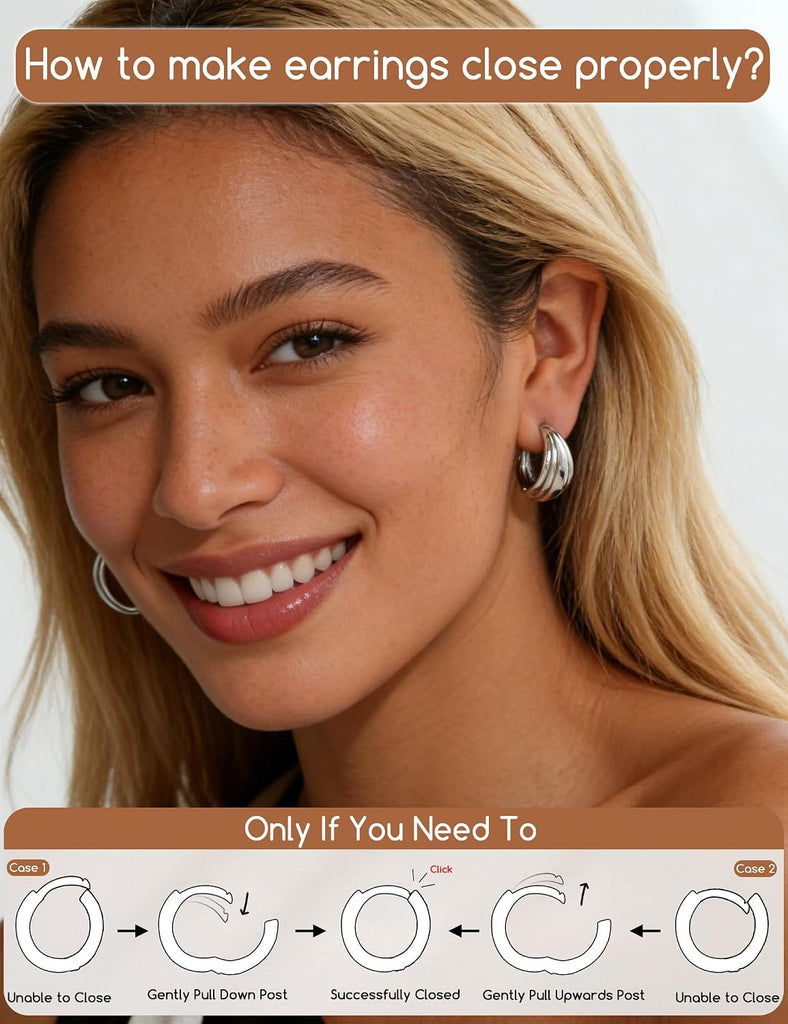 Gold Hoop Earrings — 8 Pairs, 14K Plated Everyday