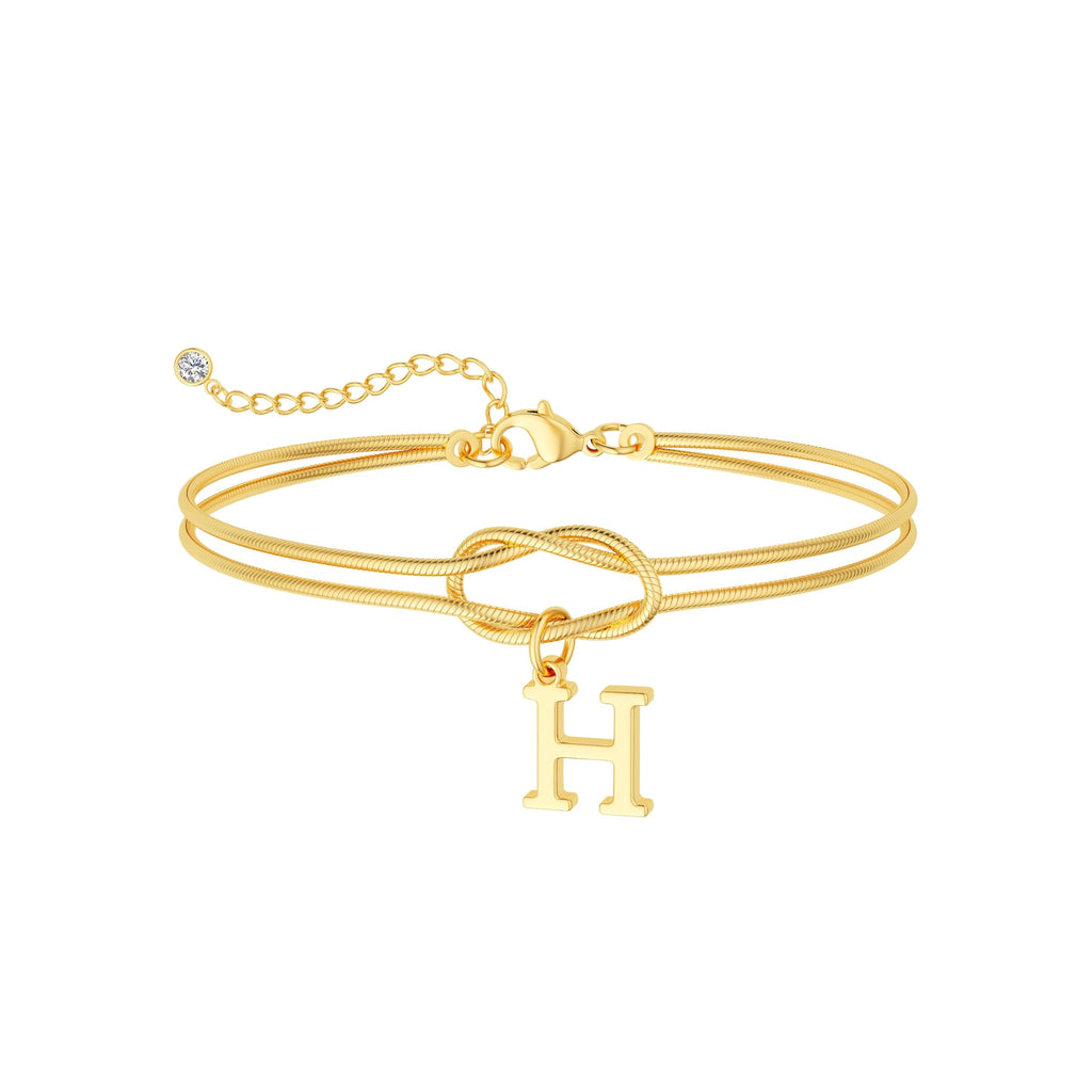 14K Gold Plated Gold Initial Bracelets for Women, Non-Tarnish, Adjustable – view 9