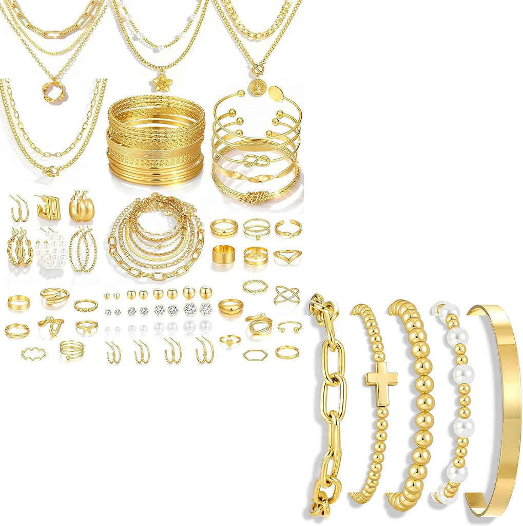 83-Piece Gold Jewelry Set — Necklaces, Bracelets & More
