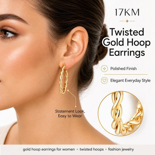 42 Pairs Gold Hoop Earrings for Women, Chunky Pearl Twisted Hypoallergenic