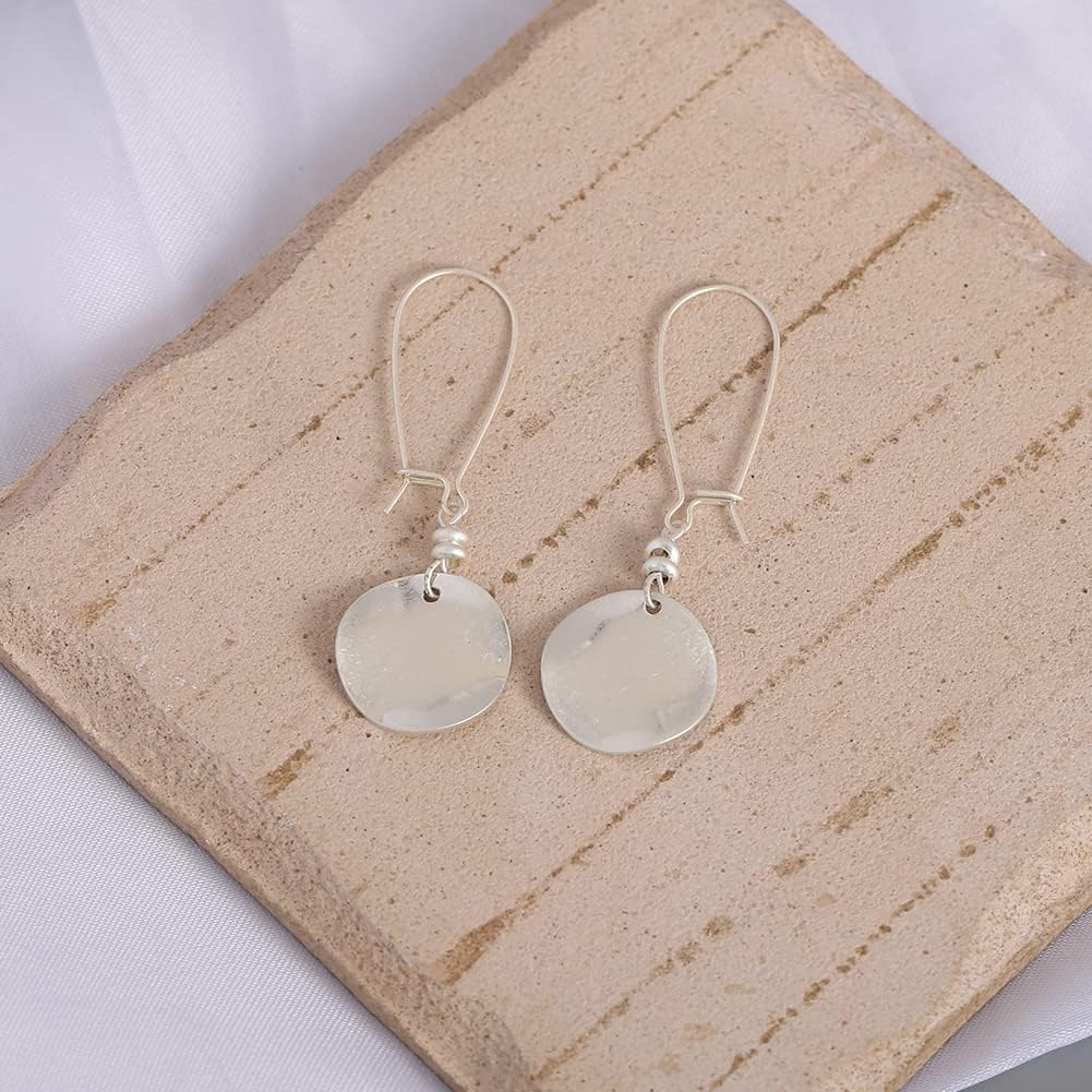 Burnt Gold And Silver Round Disc Dangle Earrings For Women – alternate view