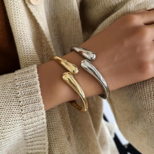 Load image into Gallery viewer, Gold &amp; Silver Cuff Bracelet — 2 Piece Chunky Bangle