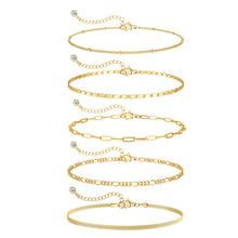 Load image into Gallery viewer, Dainty Gold Bracelets for Women Waterproof, Stackable 14K Gold Plated Waterproof Rope Cuban Snake Paperclip Figaro Link