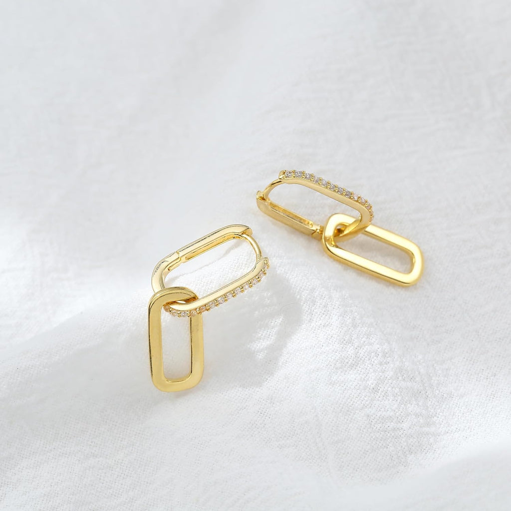 Pave Cubic Zircon Convertible Link Earrings For Women – view 3