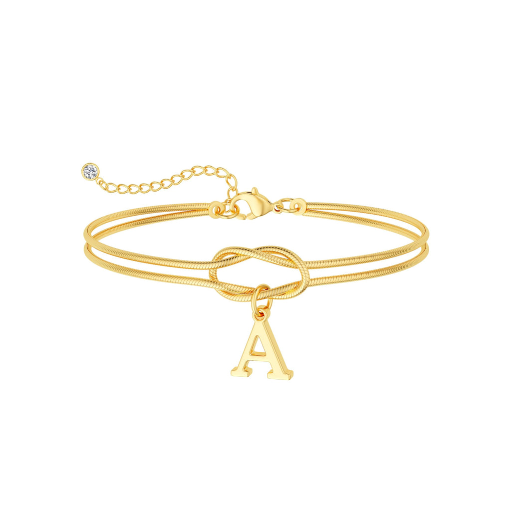 14K Gold Plated Gold Initial Bracelets for Women, Non-Tarnish, Adjustable – view 7