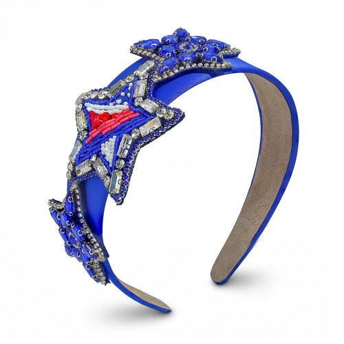 USA Patriotic Star Headband for Women Trendy Sparkling