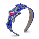 USA Patriotic Star Headband for Women Trendy Sparkling