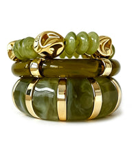 Load image into Gallery viewer, 6pcs Chunky Acrylic Bangle Bracelets for Women, Resin Bamboo Brown Stretchy Bracelet Stack, Fashion Jewelry for Women