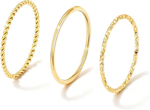 Dainty Gold Stacking Rings — Sizes 3–11, Non Tarnish