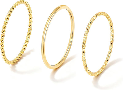 Dainty Gold Stacking Rings — Sizes 3–11, Non Tarnish