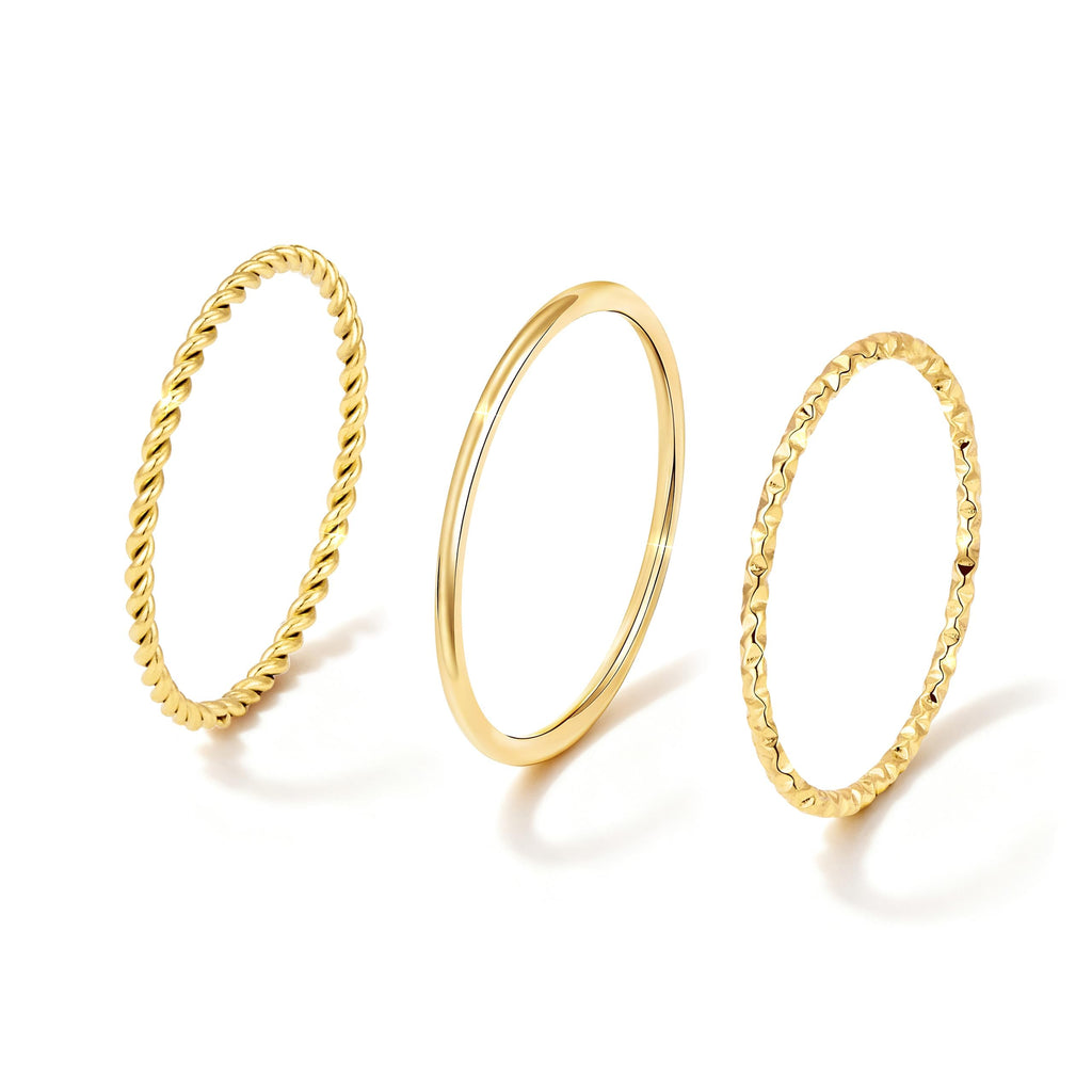 Dainty Gold Stacking Rings — Sizes 3–11, Non Tarnish