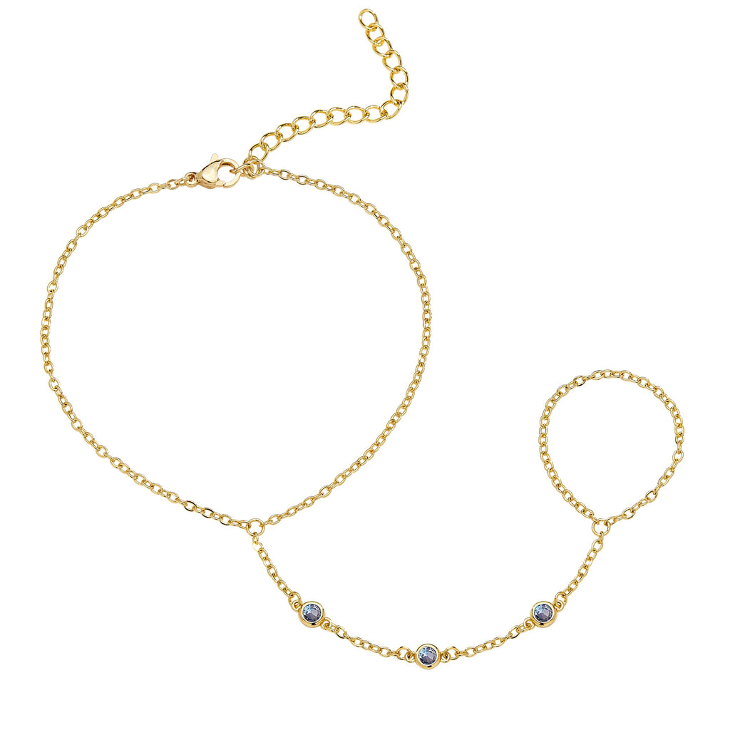 Gold Hand Chain Bracelet for Women Trendy, Dainty 14k Gold Plated Ring Bracelet Hand Chain Finger Ring Slave Cuff Bracelet