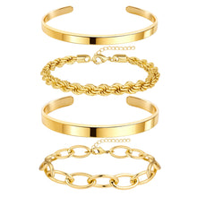 Load image into Gallery viewer, Chunky Gold Bracelet Stack — 14K Plated, Waterproof
