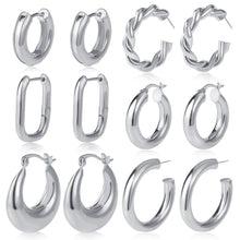 Load image into Gallery viewer, Chunky Gold Hoop Earrings — 30 Pair Multipack, 7 Finishes