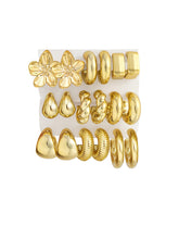 Load image into Gallery viewer, Chunky Silver Hoop Earrings — 12 Pairs, Huggie Stack