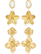 Load image into Gallery viewer, Gold Flower Statement Earrings — Irregular Leaf Drop