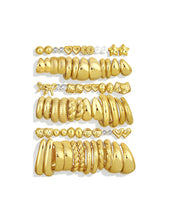 Load image into Gallery viewer, Chunky Gold Hoop Earrings — 36 Pairs, Multipack