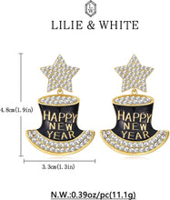 将图片加载到图库查看器，Happy New Year Rhinestone Dangle Earrings – view 6