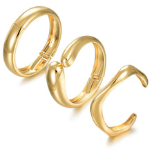 Load image into Gallery viewer, Chunky Gold Bangle Bracelets for Women, Dainty 14k Gold Plated Big Stackable Bangles Set, Trendy Statement Cuff Bracelet Stack Fashion Jewelry Gifts