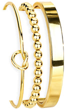 Load image into Gallery viewer, Gold Bangle &amp; Cuff Stack — Adjustable, Non Tarnish