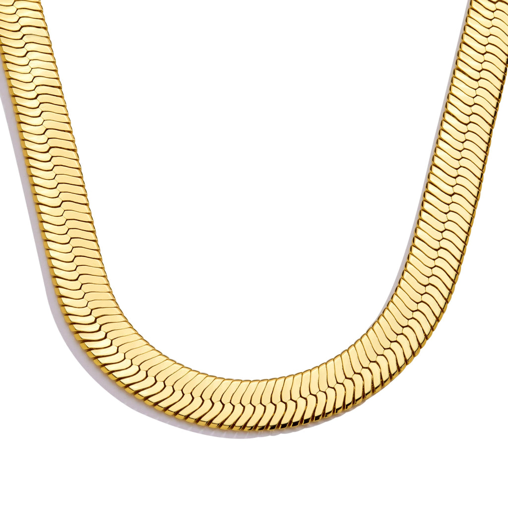 14K Gold Silver Plated Herringbone Necklace for Women, Non-Tarnish