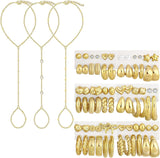Hand Chain Bracelets & 36 Pairs Earrings — 39 Piece Set
