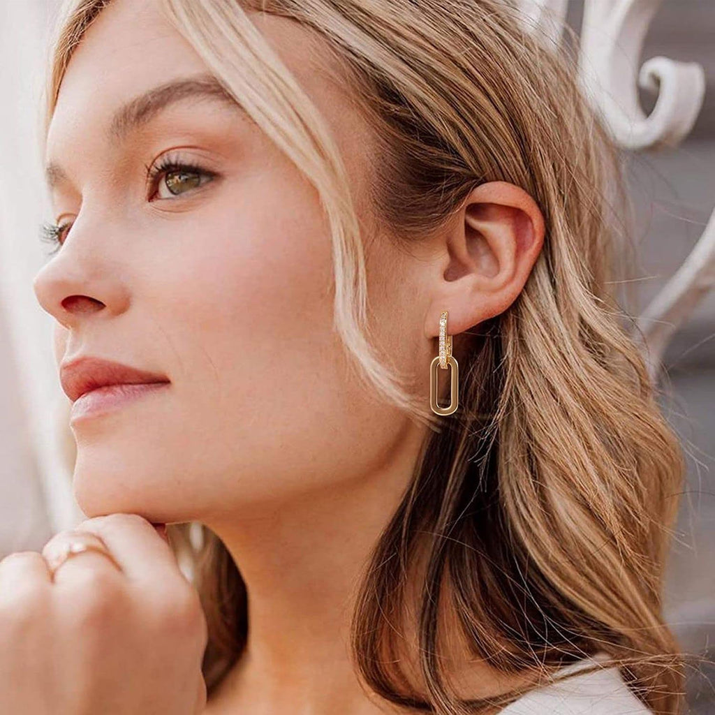 Pave Cubic Zircon Convertible Link Earrings For Women – alternate view