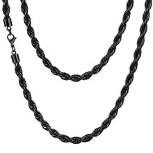 Load image into Gallery viewer, Rope Chain Necklace for Men Women, 316L Stainless Steel Twist Link Chain for Men, Gold Silver Black Tone, Hypoallergenic