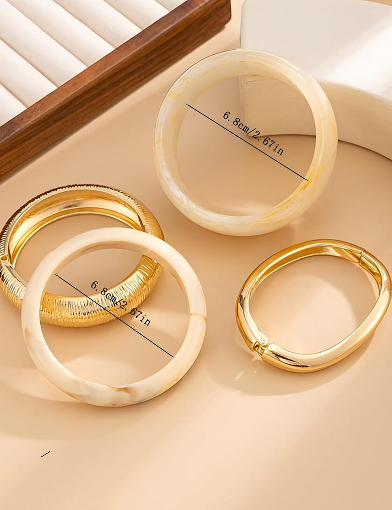 Chunky Resin Bangle Bracelets — Stackable Set