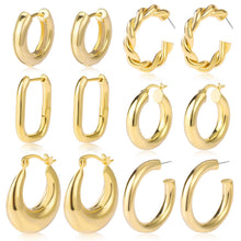 Load image into Gallery viewer, Chunky Gold Hoop Earrings — 30 Pair Multipack, 7 Finishes