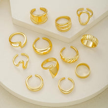 Load image into Gallery viewer, 12-Piece Gold Stackable Ring Set — Open Knuckle, 18K