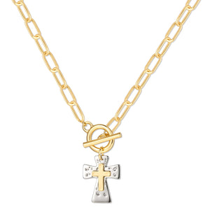 Chunky Pearl Layered Necklace — 14K Gold Plated Toggle – view 7