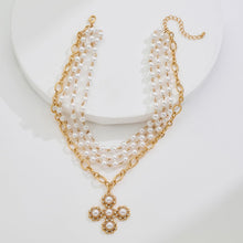 Load image into Gallery viewer, Gothic Gold Cross For Women Pearl Layered Necklaces – view 4