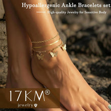 Load image into Gallery viewer, Gold Anklet Set — 21 Pieces, Adjustable Layered