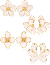 Load image into Gallery viewer, Gold Flower Statement Earrings — Irregular Leaf Drop