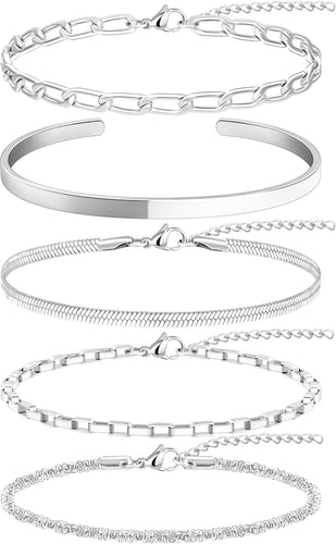 14K Gold Plated Stack Bracelets Set for Women