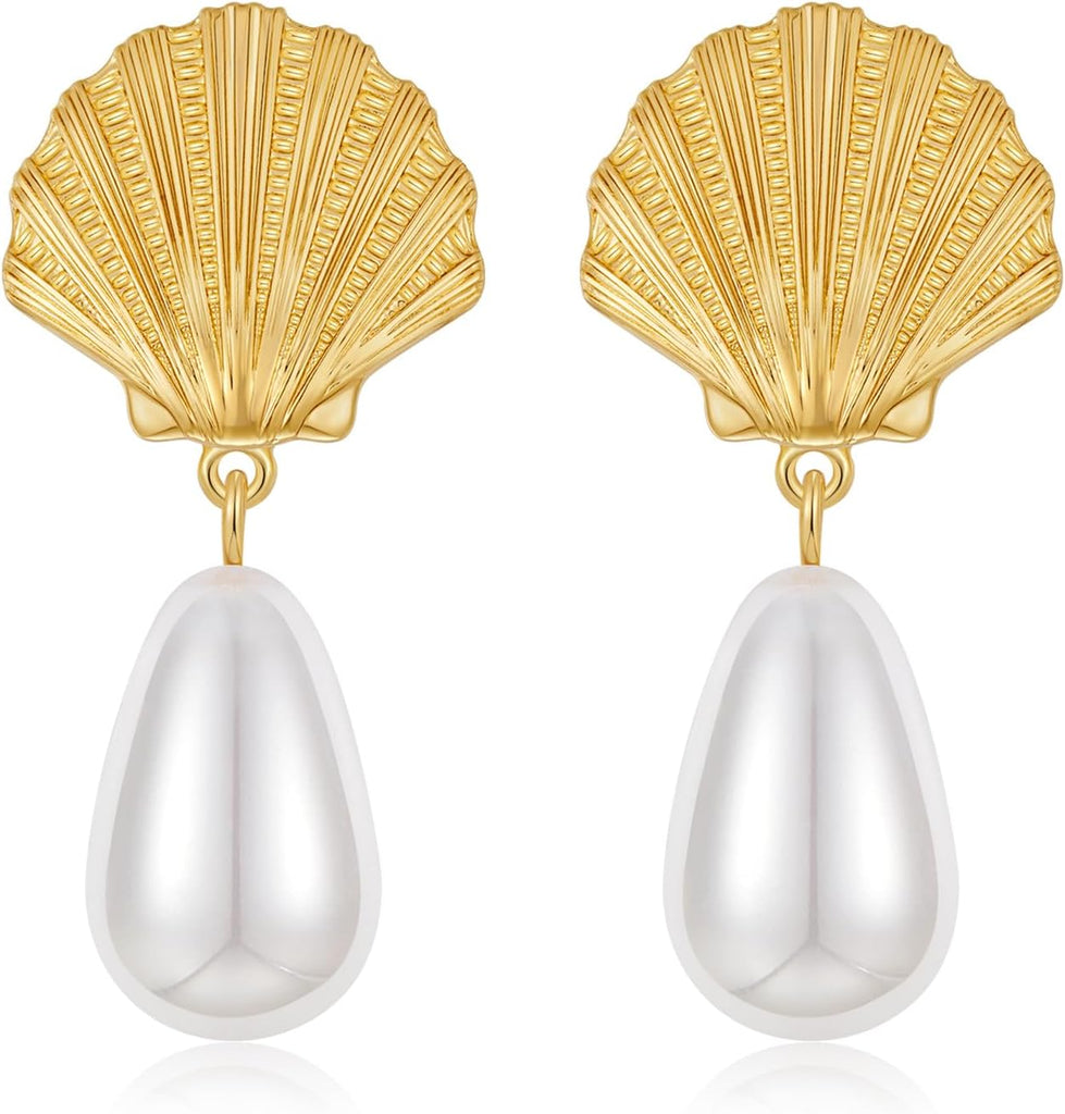 Conch Earrings And Shell Earrings With Pearl – view 3