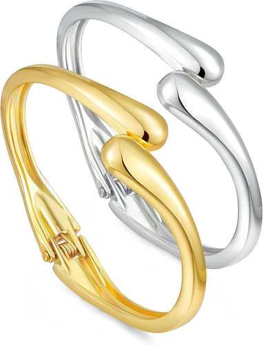 Gold & Silver Cuff Bracelet — 14K Plated Chunky Bangle
