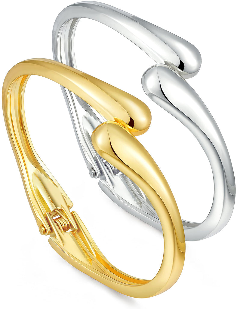 Gold & Silver Cuff Bracelet — 14K Plated Chunky Bangle